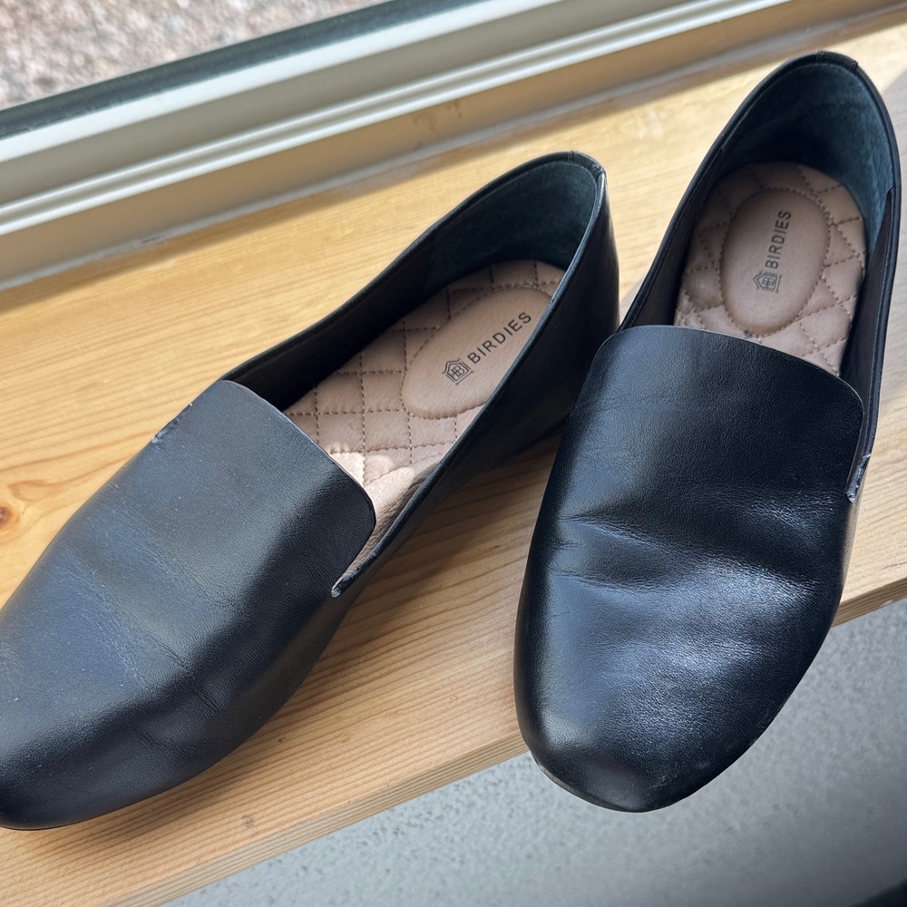 Birdies Women's Black Leather Loafers